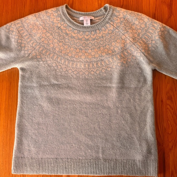 Anthropologie Tabitha Webb Fair Isle Wool Pullover Sweater Blue White Size L - Picture 2 of 7